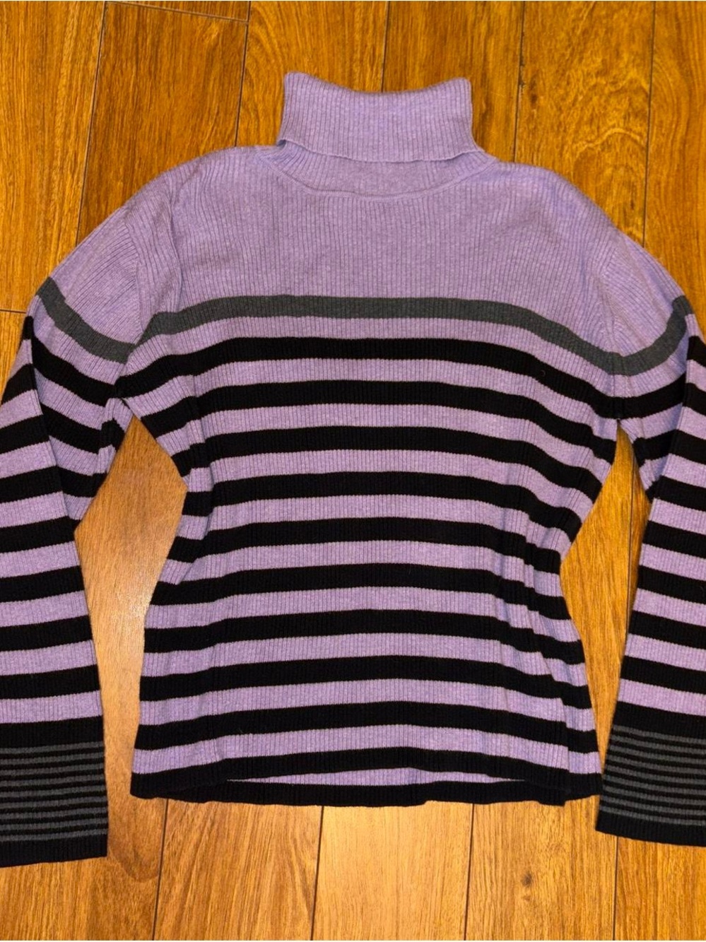 Y2K purple and black striped turtleneck sweater
